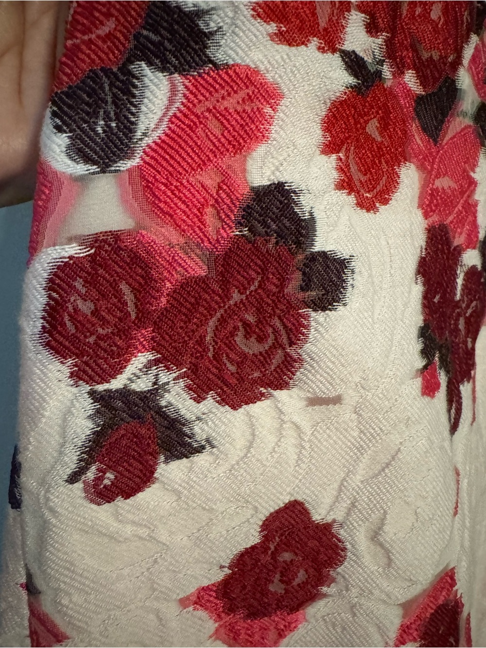 Gorgeous St. John Silk Blend Floral Embroidered Coat - Red & Pink - Picture 4 of 7